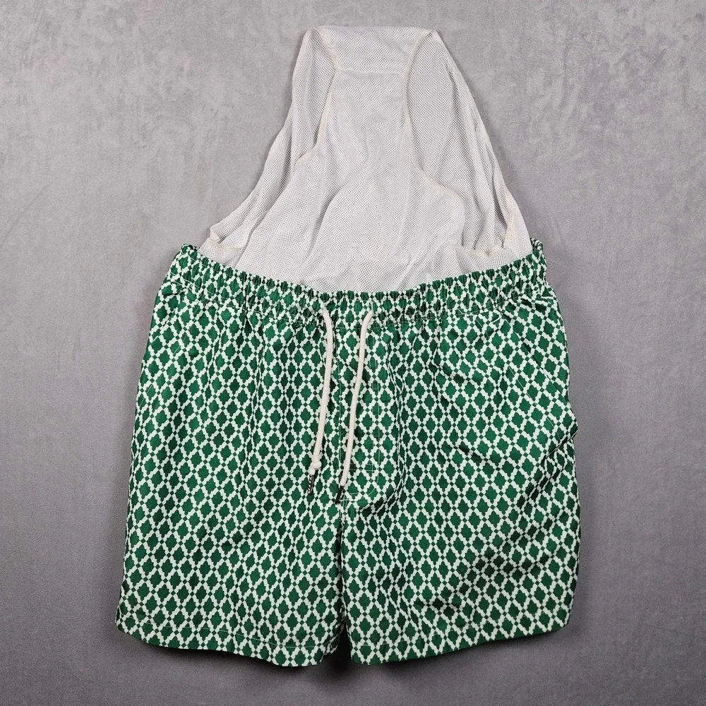 OAS Swim Trunks‎ Mens XXL Green Patterned Geometric Mesh Lined Zip Pocket Shorts